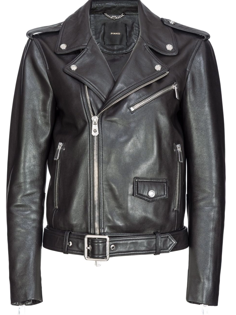 Cheap jacket Women biker leather belted Versace 0719